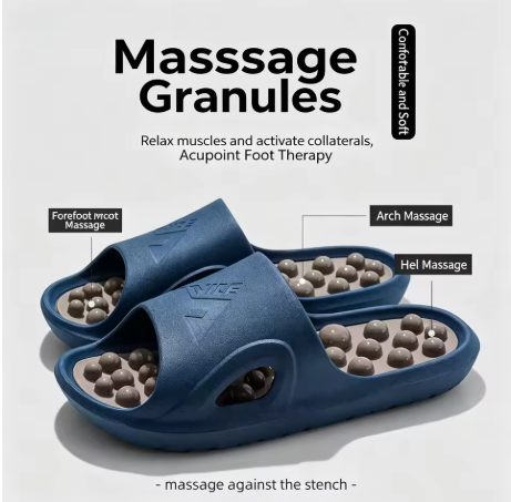 Indoor Massage Slippers For Women and Men Summer House Shoes Soft PVC Anti-slip Couples Home Bathroom Healthy Slides.